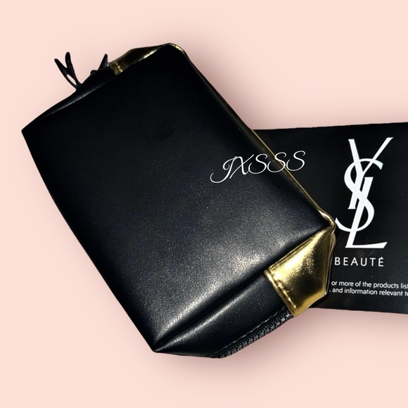 Black & Gold YSL (Yves Saint Laurent) Beauty Mini Cosmetic-Makeup Bag - Picture 12 of 16